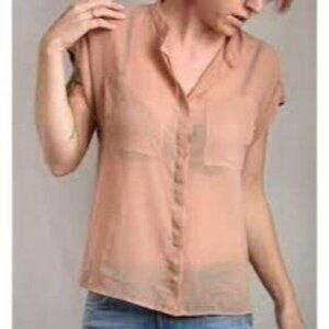 CAbi Chai Tea Sheer Blouse 970 Small